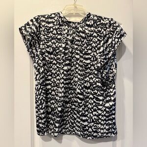 Nine West Cascade Sleeve Monochrome Abstract Blouse Top - New NWOT